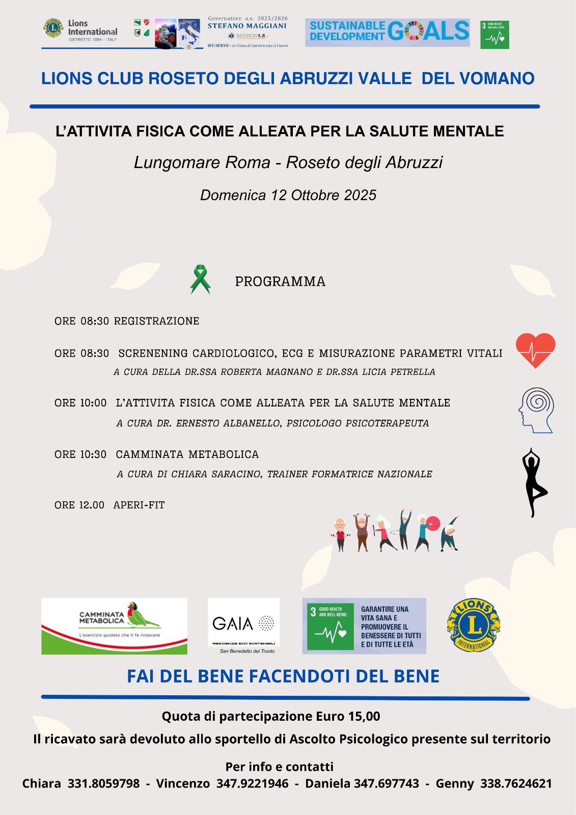 ROSETO DEGLI ABRUZZI (TE) - LIONS CLUB - "L'Attività fisica come alleata per la salute mentale"