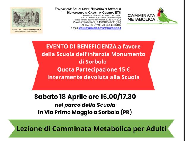 SORBOLO (PR) -Evento di Beneficienza per Scuola Infanzia Monumento di Sorbolo