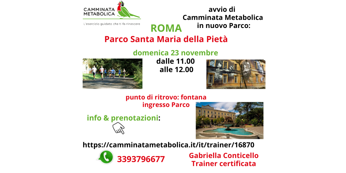 avvio lezioni Camminata Metabolica al Parco Santa Maria della Pietà