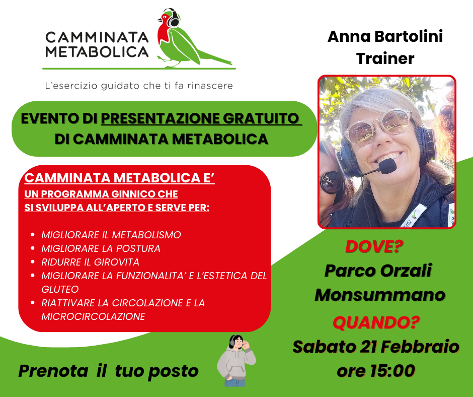 EVENTO DI PRESENTAZINE GRATUITO DI CAMMINATA METABOLICA