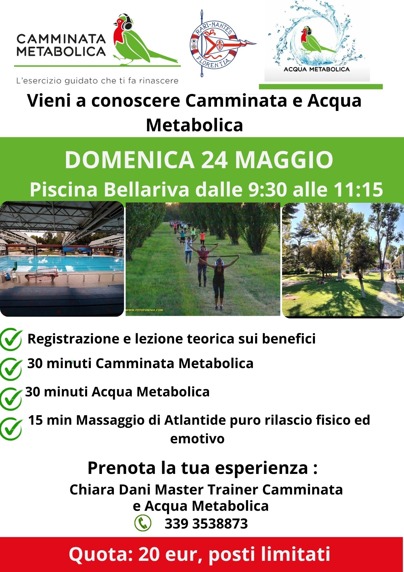 Firenze Camminata Metabolica Acqua Metabolica  e Massaggio di Atlantide 