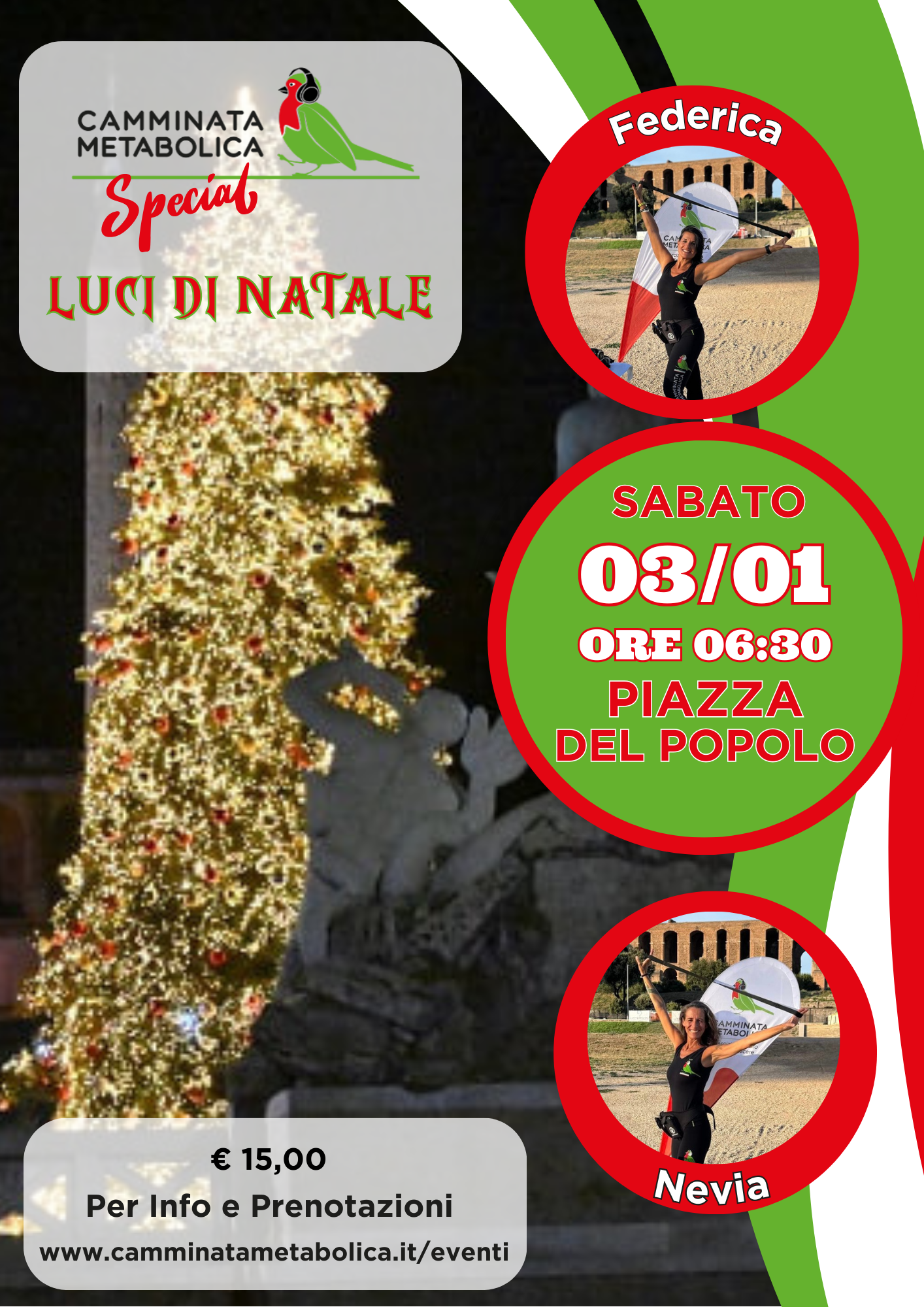 ROMA - CENTRO STORICO - Camminata la plenilunio tra le luci di NAtale