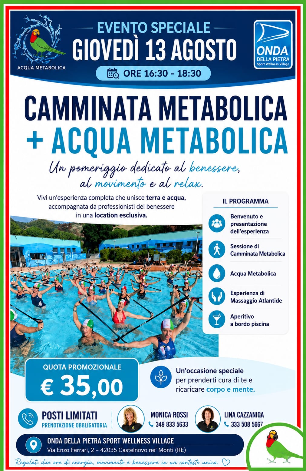 Onda Della Pietra a Castelnovo Nè Monti (RE) Camminata Metabolica, Acqua Metabolica e Massaggio di Atlantide