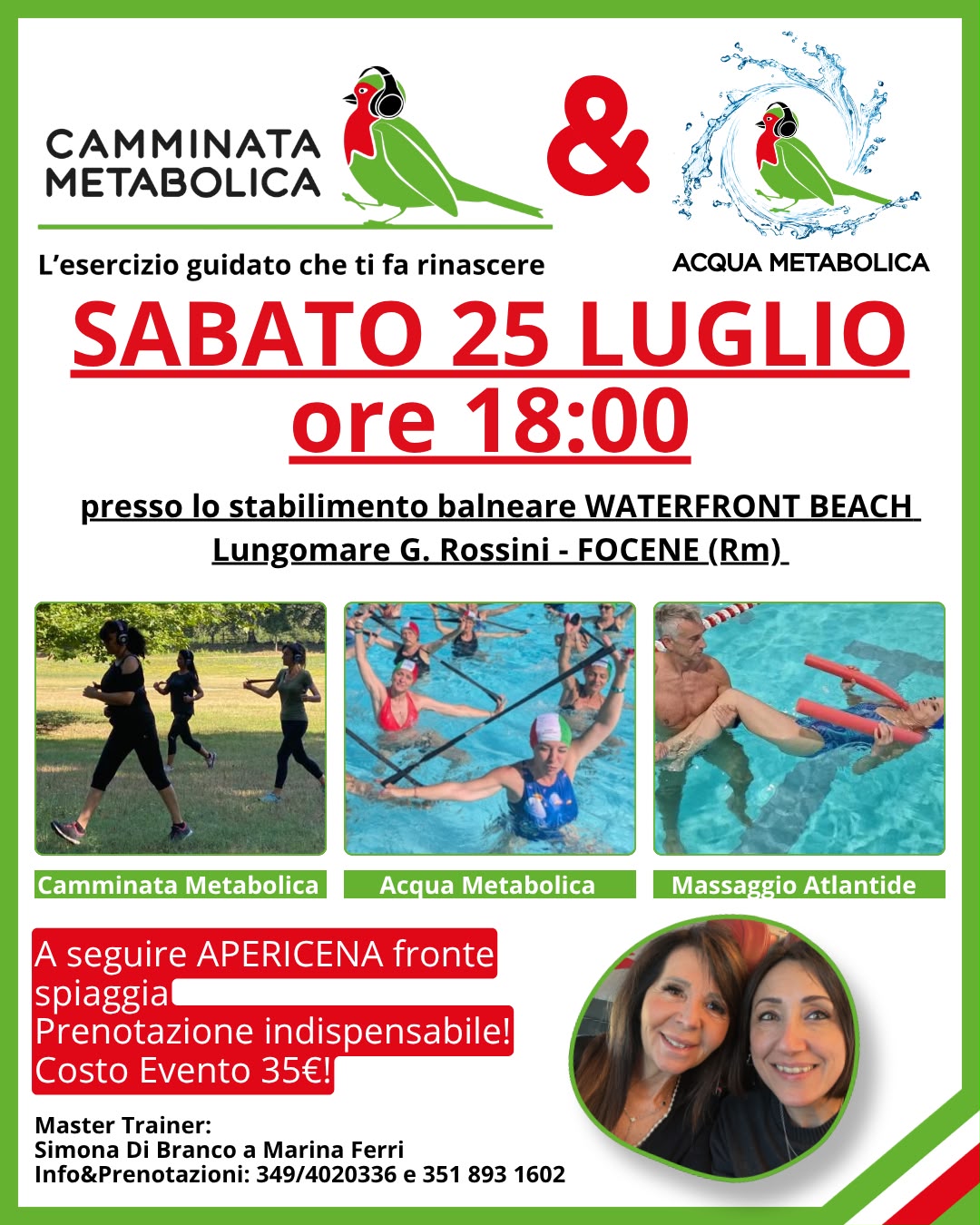 Camminata metabolica, Acqua Metabolica , massaggio di Atlantide e apericena al tramonto a Focene☀️🌊